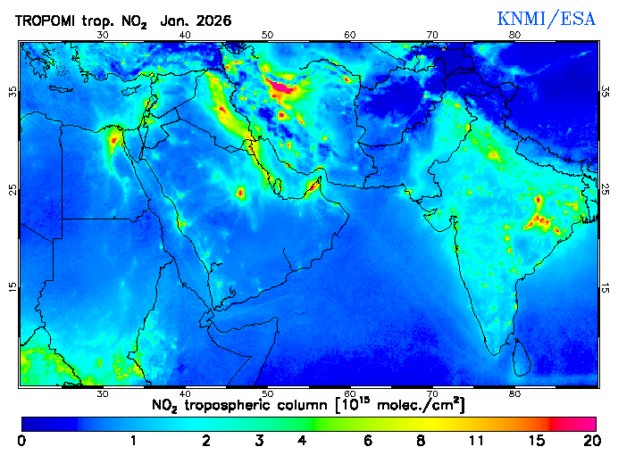 Regional Tropospheric NO2 of January 2026
