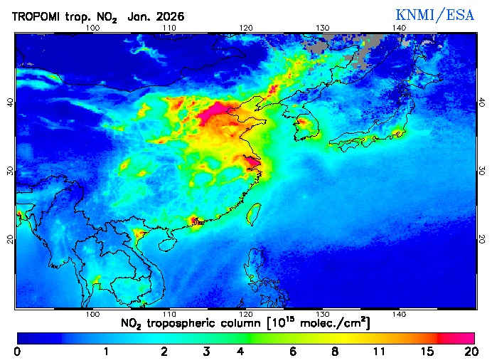Regional Tropospheric NO2 of January 2026