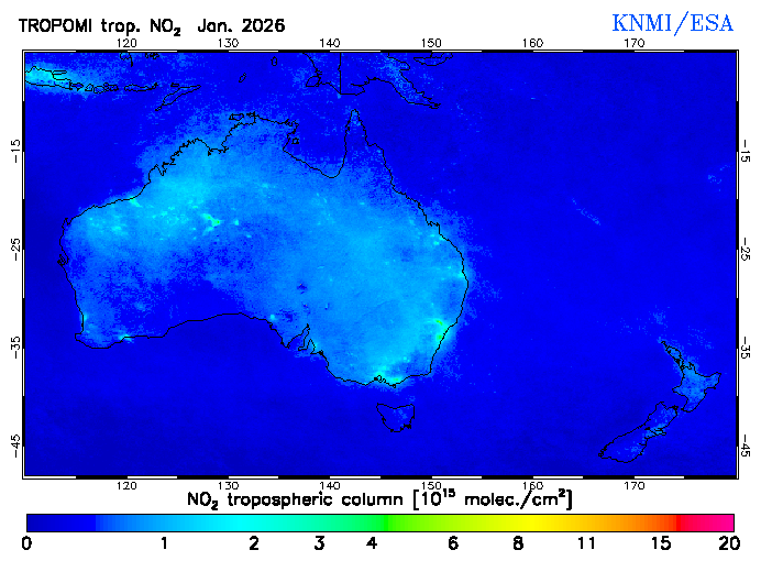 Regional Tropospheric NO2 of January 2026