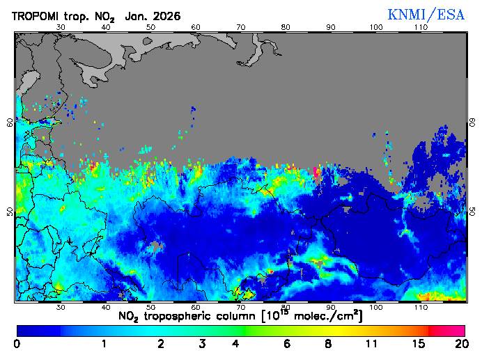 Regional Tropospheric NO2 of January 2026