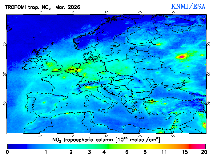 Regional Tropospheric NO2 of March 2026