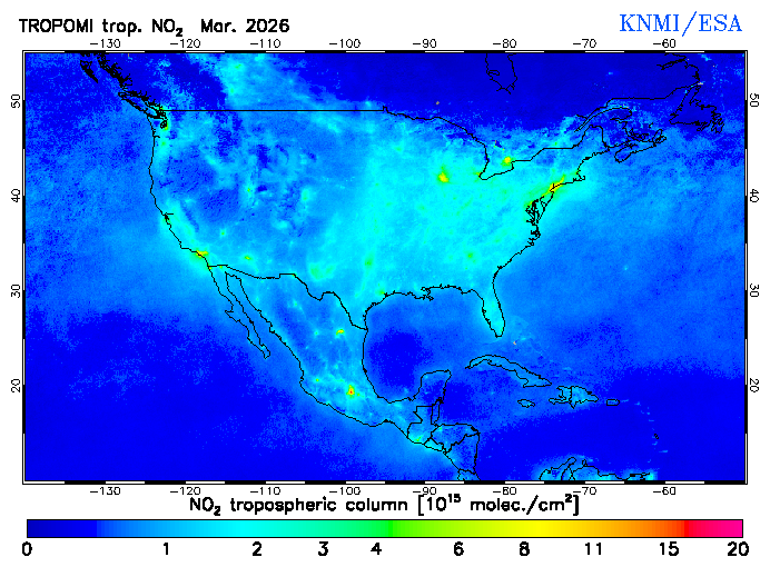 Regional Tropospheric NO2 of March 2026