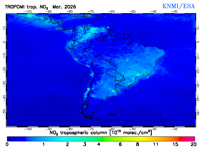 Regional Tropospheric NO2 of March 2026