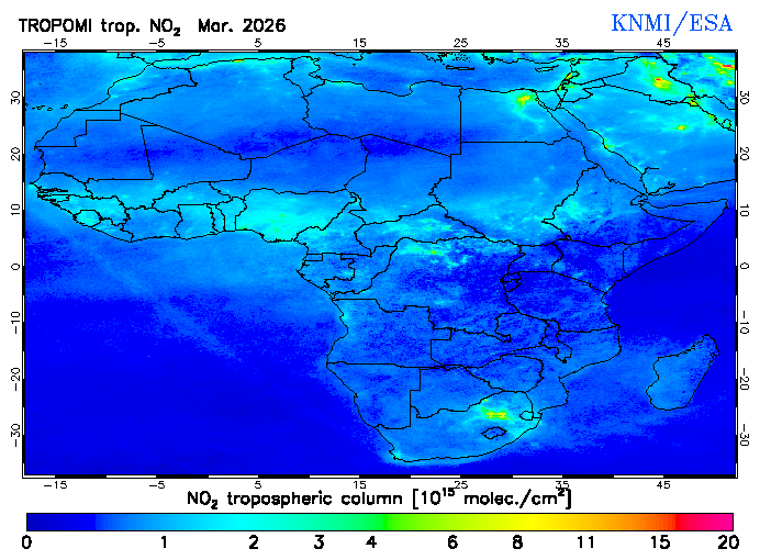 Regional Tropospheric NO2 of March 2026