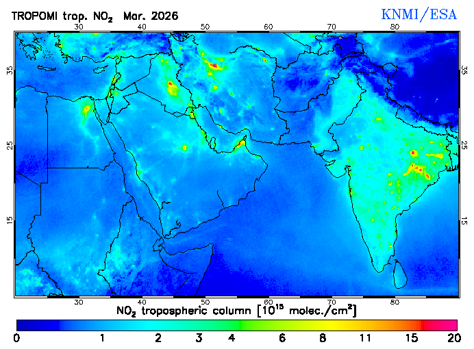 Regional Tropospheric NO2 of March 2026