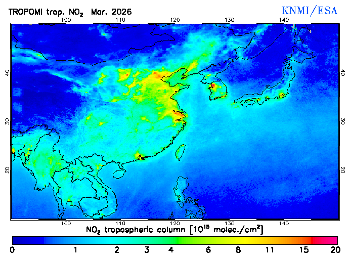 Regional Tropospheric NO2 of March 2026