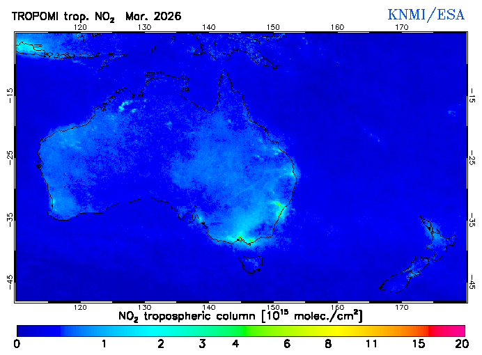 Regional Tropospheric NO2 of March 2026