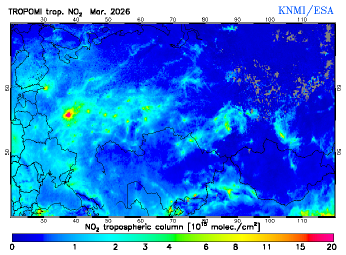 Regional Tropospheric NO2 of March 2026