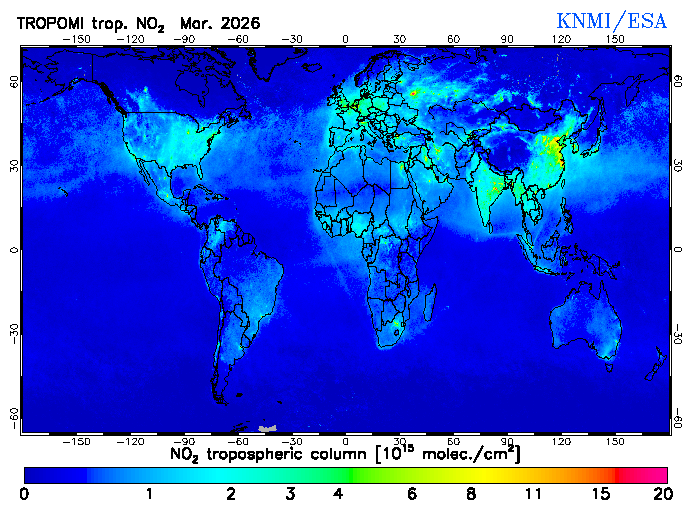 Regional Tropospheric NO2 of March 2026