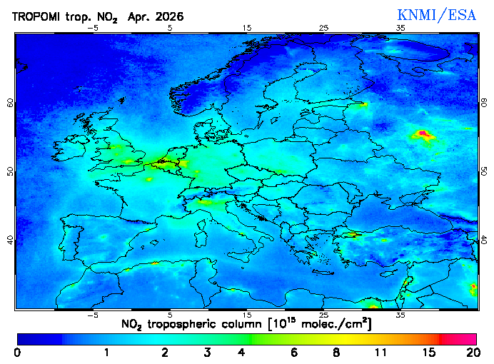 Regional Tropospheric NO2 of April 2026