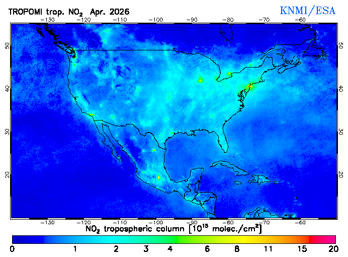 Regional Tropospheric NO2 of April 2026