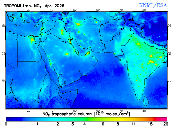 Regional Tropospheric NO2 of April 2026