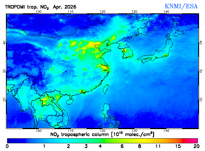 Regional Tropospheric NO2 of April 2026