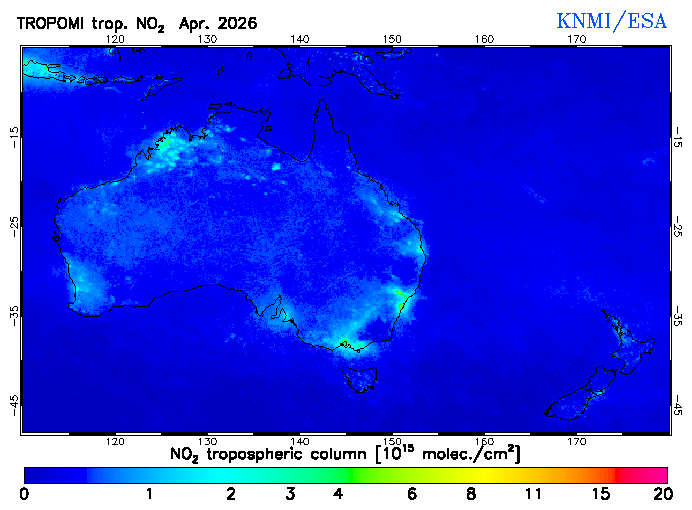 Regional Tropospheric NO2 of April 2026
