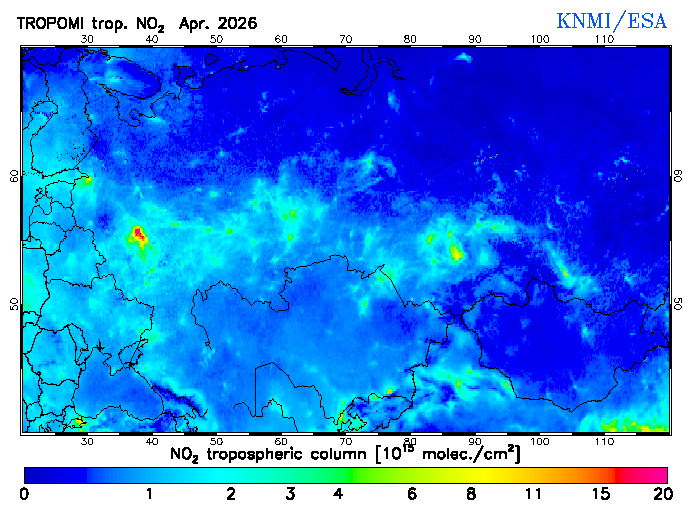 Regional Tropospheric NO2 of April 2026