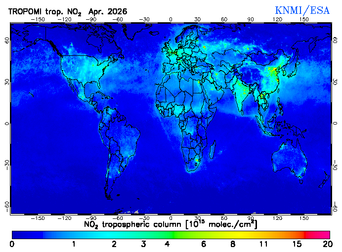Regional Tropospheric NO2 of April 2026