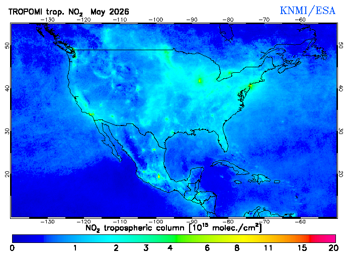 Regional Tropospheric NO2 of May 2026