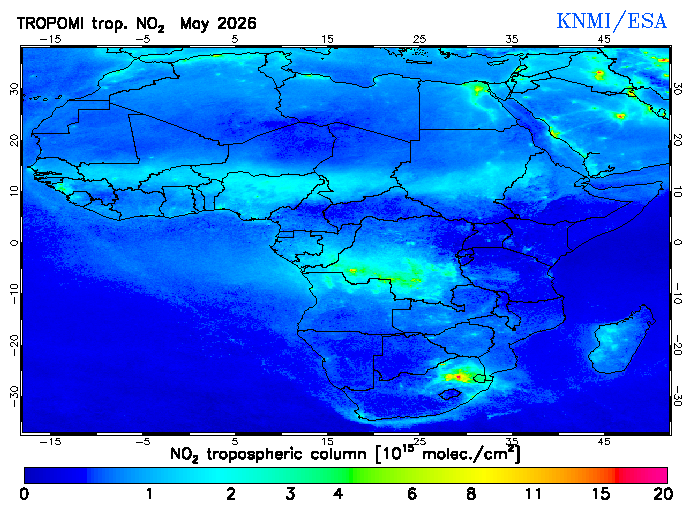 Regional Tropospheric NO2 of May 2026