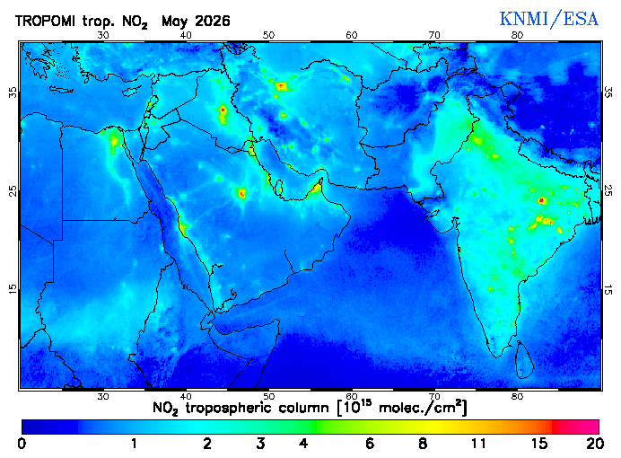 Regional Tropospheric NO2 of May 2026