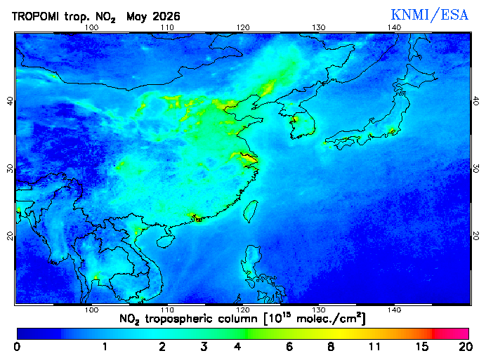 Regional Tropospheric NO2 of May 2026