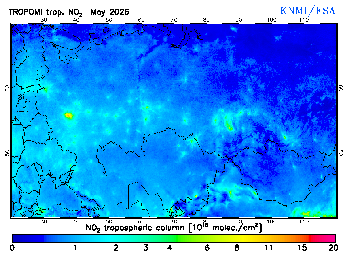 Regional Tropospheric NO2 of May 2026