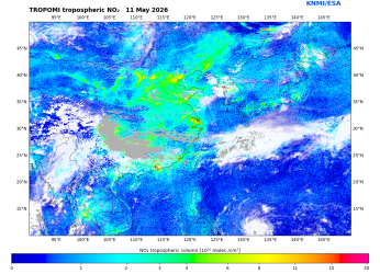 Regional Tropospheric NO2 of 11 May 2026