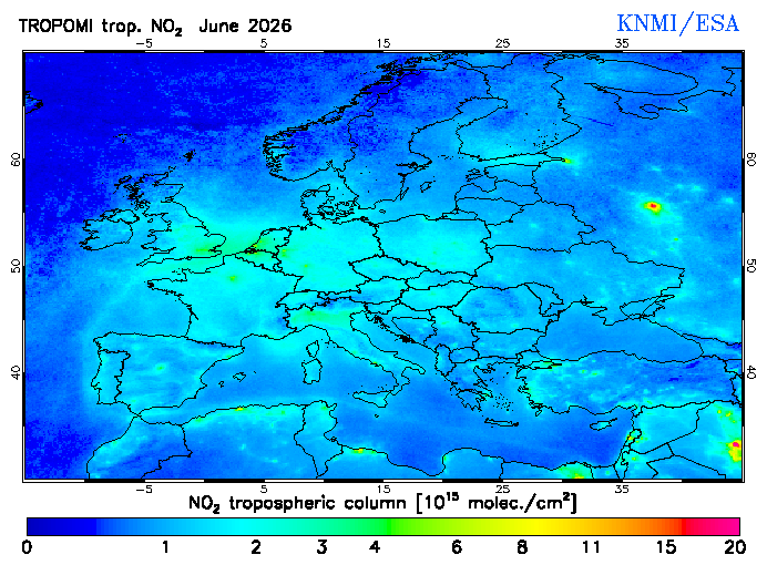 Regional Tropospheric NO2 of June 2026
