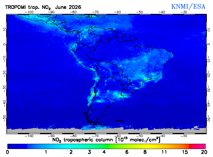 Regional Tropospheric NO2 of June 2026