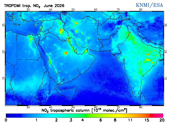 Regional Tropospheric NO2 of June 2026
