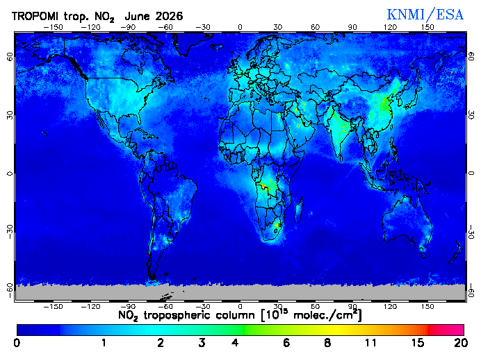 Regional Tropospheric NO2 of June 2026