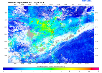 Regional Tropospheric NO2 of 10 June 2026