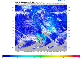 Regional Tropospheric NO2 of 11 June 2026