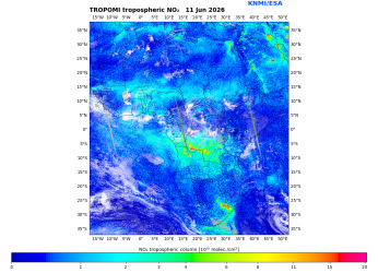 Regional Tropospheric NO2 of 11 June 2026