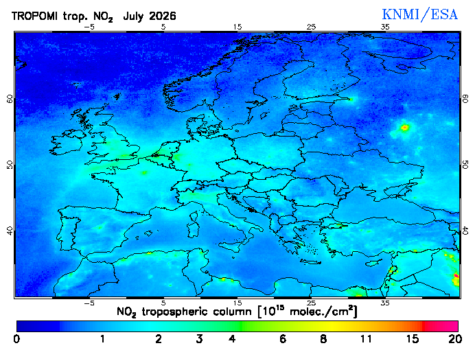 Regional Tropospheric NO2 of July 2026