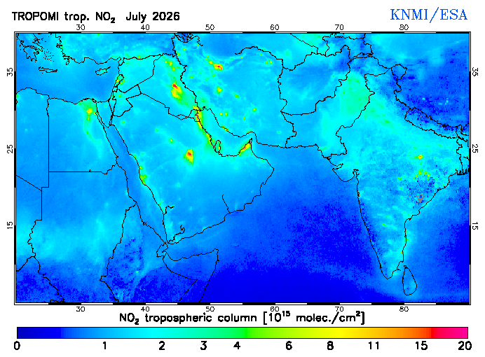 Regional Tropospheric NO2 of July 2026