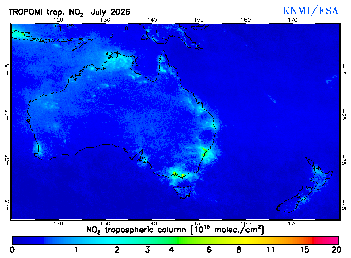 Regional Tropospheric NO2 of July 2026