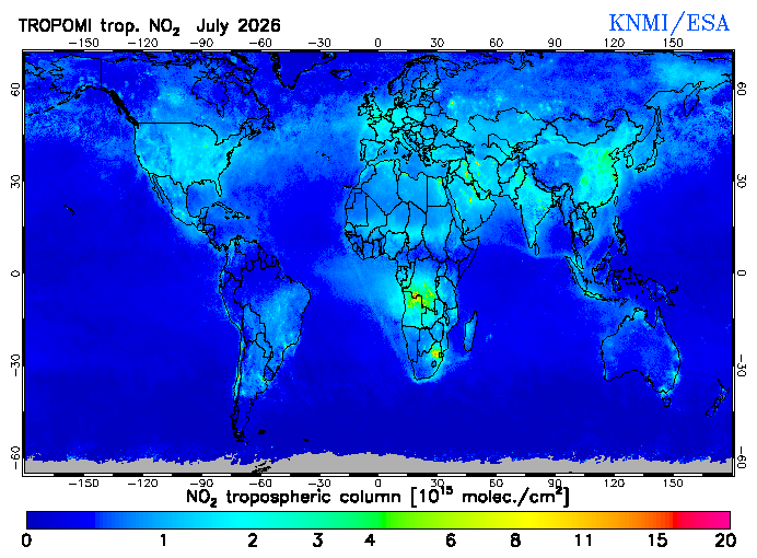 Regional Tropospheric NO2 of July 2026