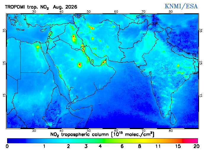 Regional Tropospheric NO2 of August 2026