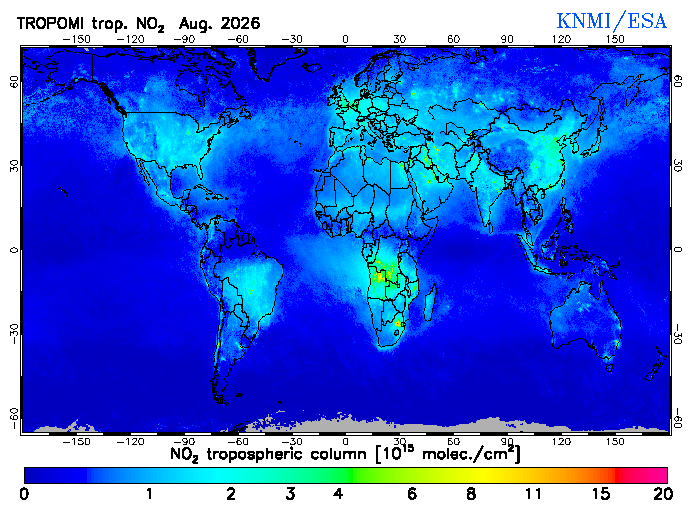Regional Tropospheric NO2 of August 2026