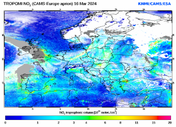 Regional Tropospheric NO2 of 16 March 2024