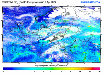 Regional Tropospheric NO2 of 16 April 2024