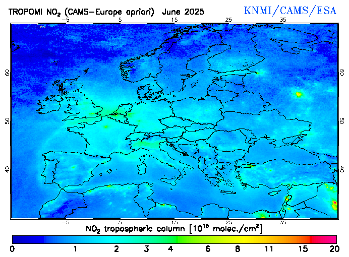 Regional Tropospheric NO2 of June 2025