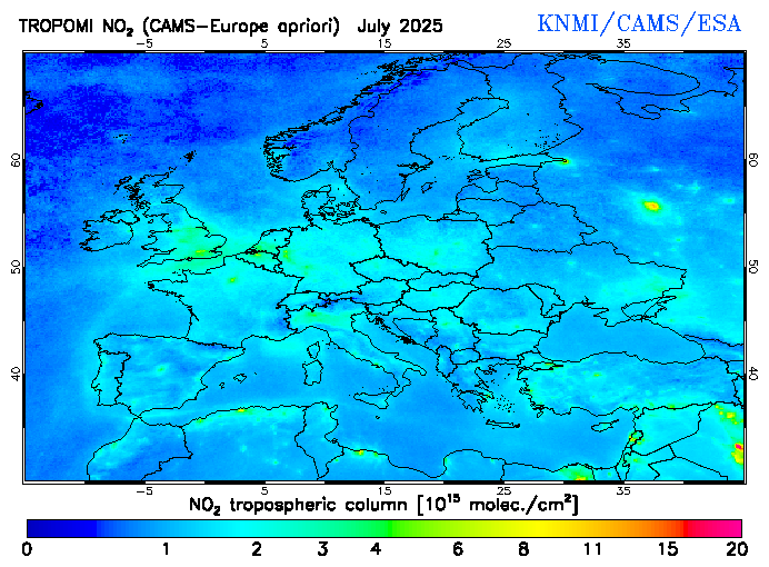 Regional Tropospheric NO2 of July 2025