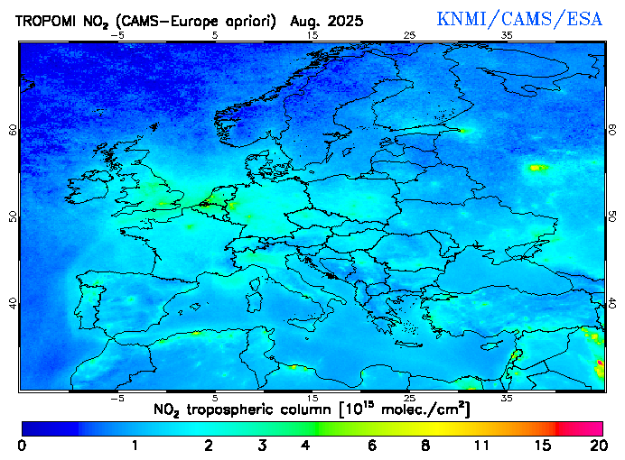 Regional Tropospheric NO2 of August 2025