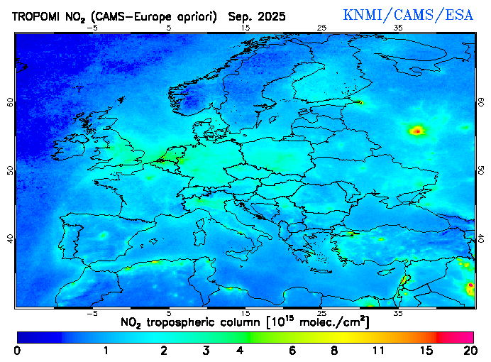 Regional Tropospheric NO2 of September 2025