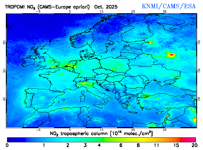 Regional Tropospheric NO2 of October 2025