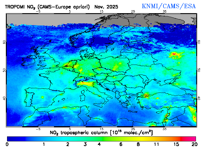 Regional Tropospheric NO2 of November 2025
