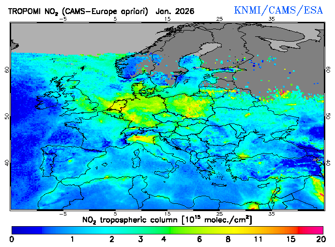 Regional Tropospheric NO2 of January 2026