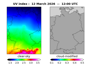 UV index map at last available cloud-data
