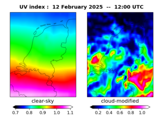 UV index map at 1200 UTC